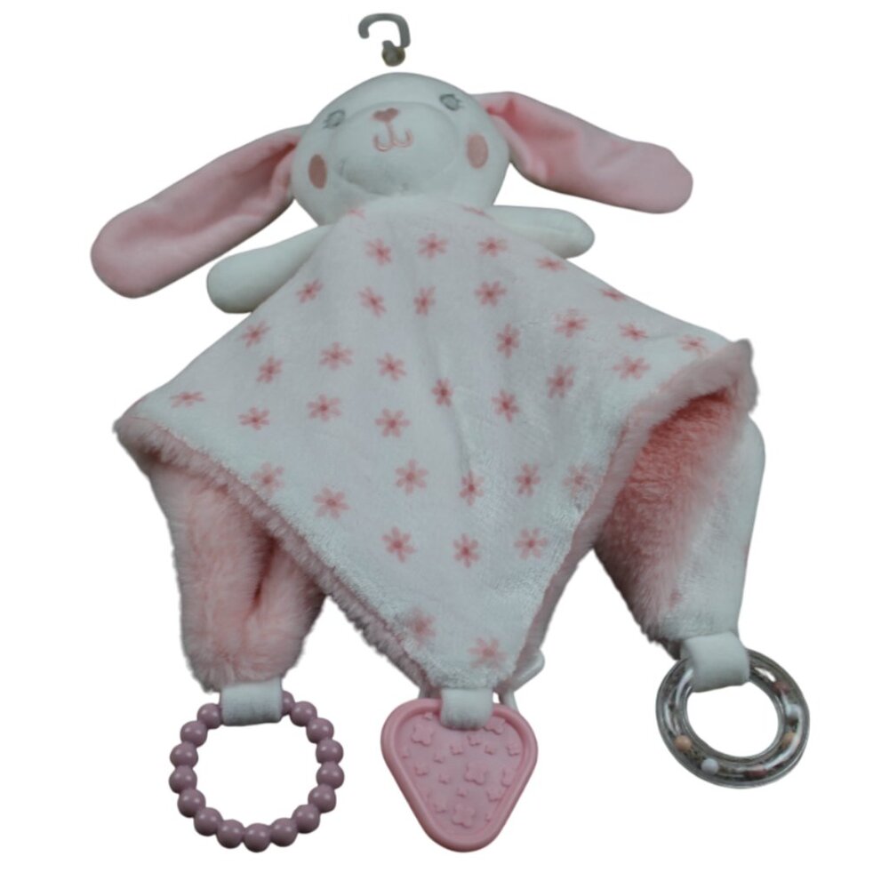 Dreamgro Security Blanket Lovey Activity Blankie Pink White Bunny Baby Girls NWT